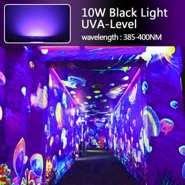 Lysed 10W Black Light, High Power UV LED Blacklight Flood Light with Plug, IP66 (85V-265V AC) for Dance Party, Glow in The Dark, Stage Lighting, Body Paint, Fluorescent Poster, Neon Glow (3 Pack)