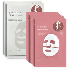 8 Pieces Organic Collagen Real Deep Mask, Hydrating Overnight Hydrogel Mask, Deep Collagen Anti-Wrinkle Lifting Overnight Mask, Deep Collagen Overnight Facial Hydrogel Mask for Hydrating, Firming and