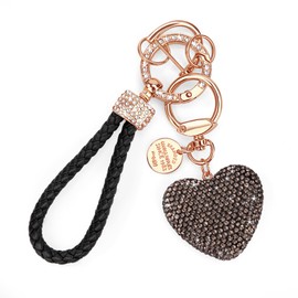 Heveer Heart Key Fob Car Keyring with Sparkling Rhinestones Rhinestone Key Ring for Women, gray, Unit size, Modern" or "contemporary"