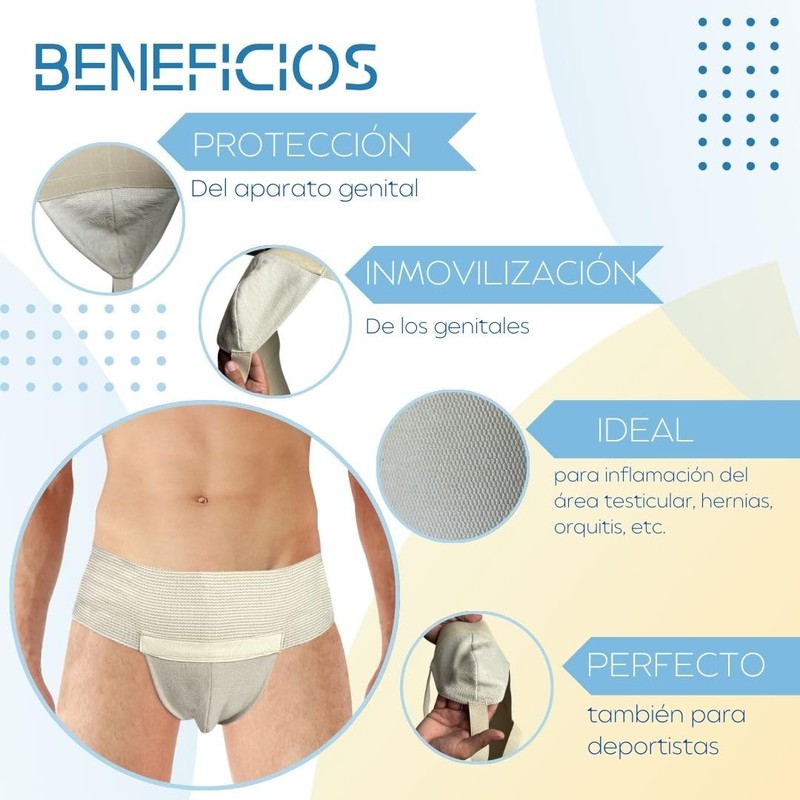 Suspensorio post operatorio de algodón texturizado para hombre, tanga de