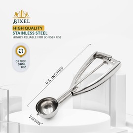 Bixel Ice Cream Scoops with Easy Trigger - Medium Sized (5cm) 304 Stainless Steel Cookie Scoop for Meatballs, Mellon Balls, Mashed Potatoes and Muffins