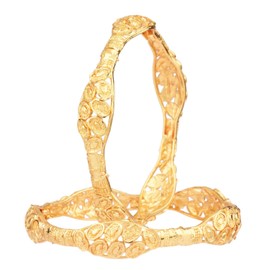 Efulgenz Gold Tone Indian Bangle Set for Women Dubai Style Bangle Set Indian Gold Tone Floral Swirl Bangles Bracelet Indian Bridal Jewelry for Wedding Fashion Jewelry, 2-6, Metal, no gemstone