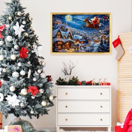 Advent Calendar 2024 Christmas Jigsaw Puzzles - Father Christmas Flying in the Sky Puzzle, 24 Parts -1008 Pieces Jigsaw Puzzles for Adults and Kids Countdown to Christmas Puzzles Gift