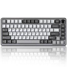 YUNZII B75 PRO Wireless Mechanical Keyboard,75% Layout with Knob,Hot Swap Gasket Structure,Creamy Pre-lubed Switches,RGB Backlit,Bluetooth/Type-C/2.4G for Win/Mac (Dark Grey, Milk Switch)
