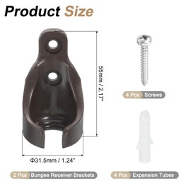 sourcing map 2Pcs Bungee Ball Receivers Brackets, Universal Blinds Bungee Cord Replacement Parts for Indoor/Outdoor Roller Sun Shade Tie Downs, Coffee