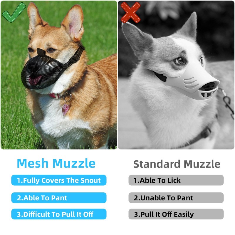 QMLING Muzzle for Large, Medium, Small Dogs, Reflective Mesh Muzzle,