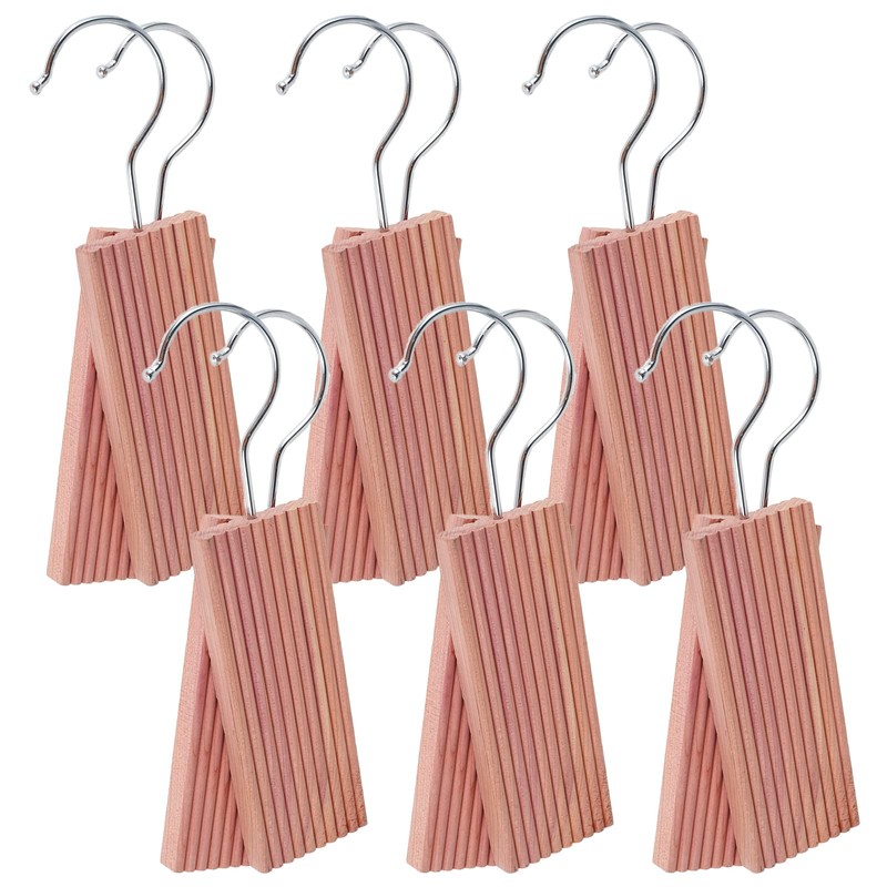 12 Pcs Cedar Blocks with 12 Hook Hanger Red Cedar