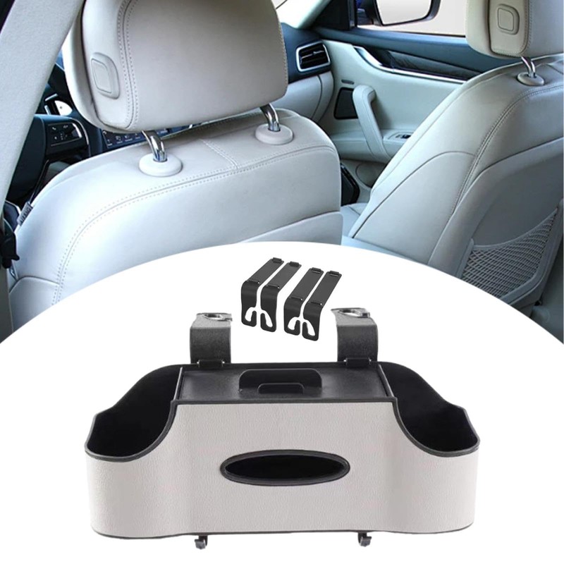 F Fityle Hanging Car Headrest Organizer with Tissue Box and