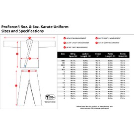 Proforce 5oz Ultra Light Weight Karate Gi/Uniform - Black - Size 0
