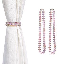 PEDOBO Magnetic Curtain Tiebacks, Faceted Disco Crystal Glass Beaded Curtain Tiebacks Drapery Shower Sheer Curtain Holdbacks Boho Farmhouse Home Decor (Purple)