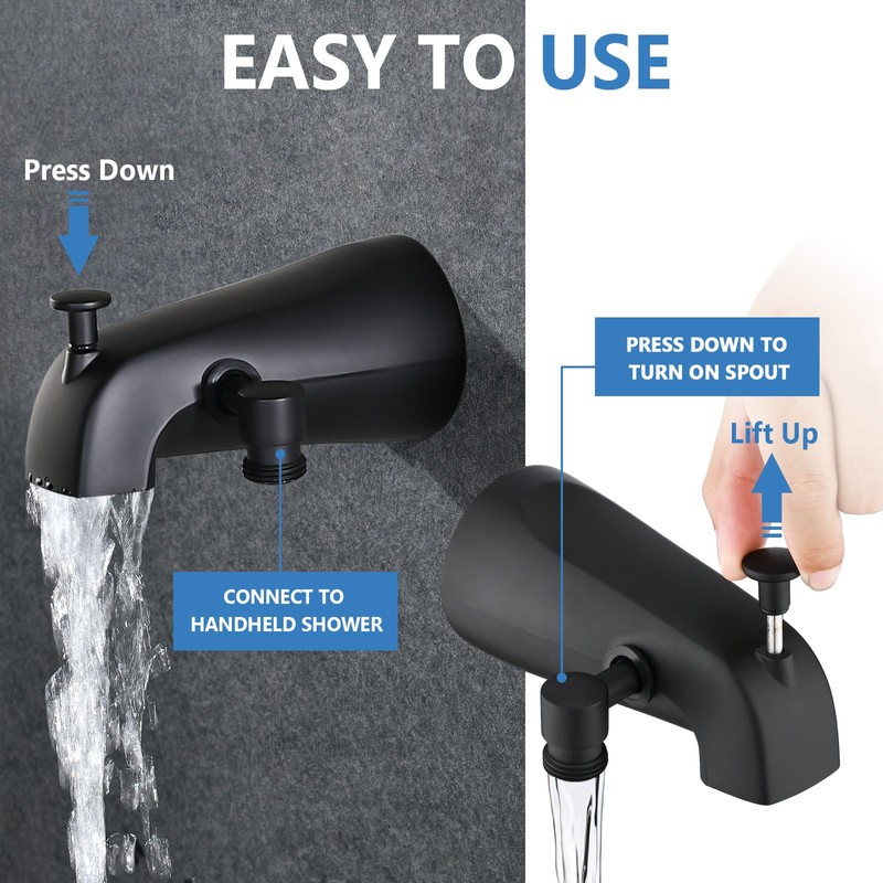 PROOX All Metal Tub Spout with Diverter Matte Black, 6
