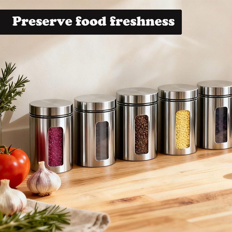 PEDOBALI 7 Pcs Kitchen Canisters Set with Window Glass 32