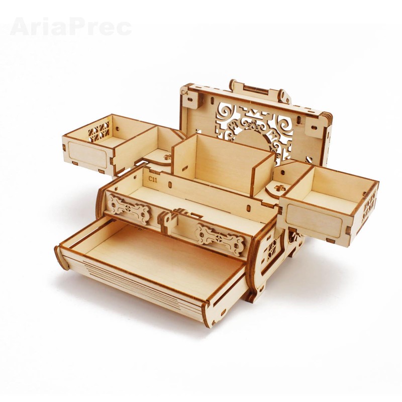 3D Wooden Mechanical Jewellery Box Puzzle - Antique Treasure Box