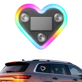 VANKUB 1PCS Car LED Ambient Lights, Car Triangle Window Solar-Powered Heart Shaped Atmosphere Light with 8 Switchable Lighting Modes, Rechargeable Romantic Neon Heart Light for Interior Car(Colorful)