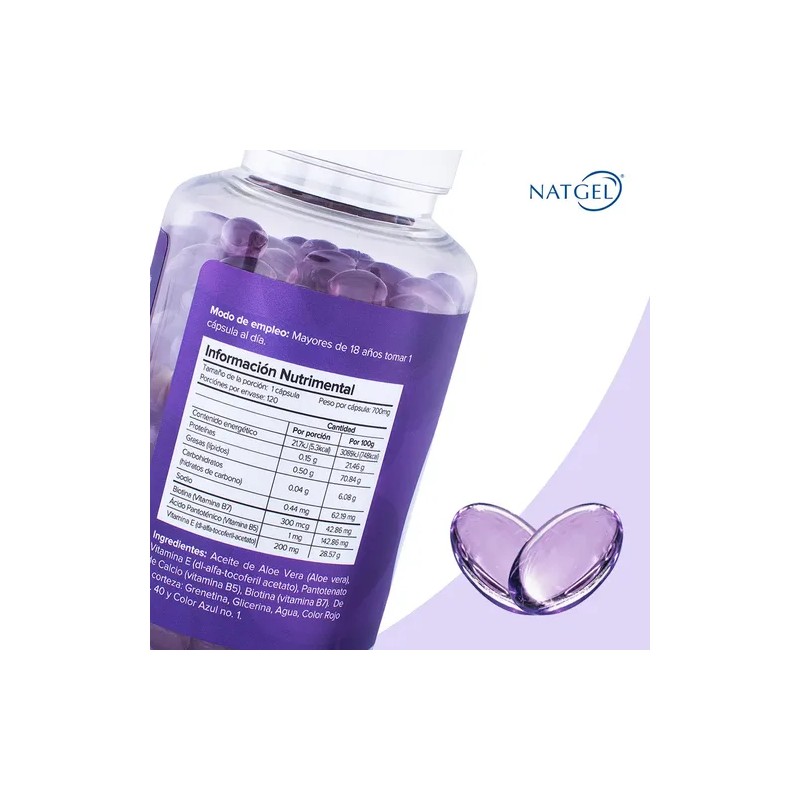 Biotina Pantenol 120 Softgels De 700 Mg Natgel Sabor Sin