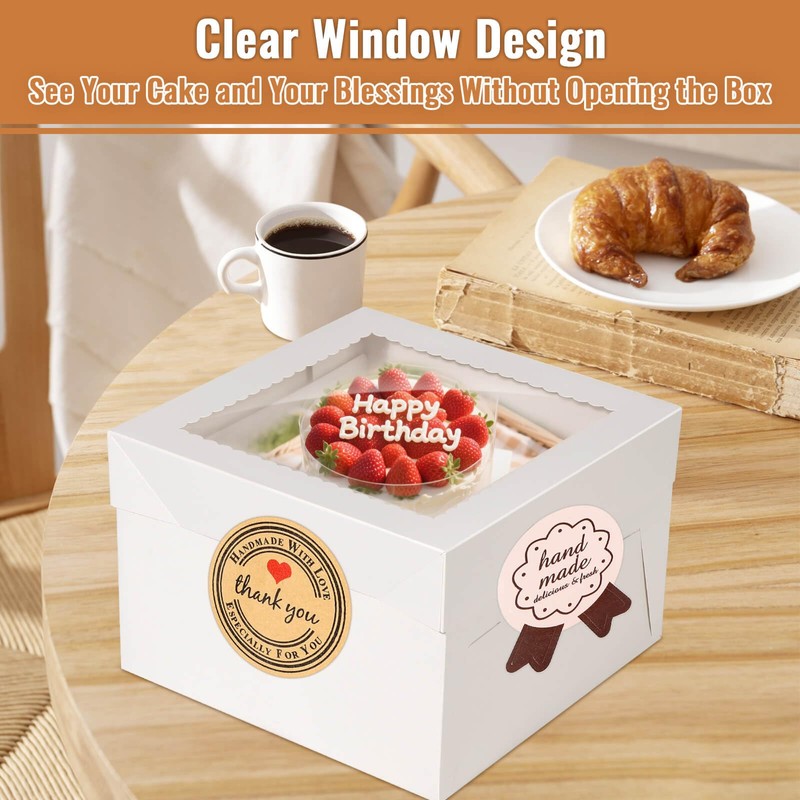 Tetutor 12 Pcs Cake Boxes 12 inch,12x12x8 Inches Cake Box