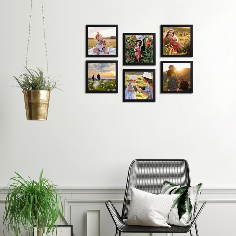Giftgarden 6x6 Picture Frame Black, 6 by 6 Thin Square