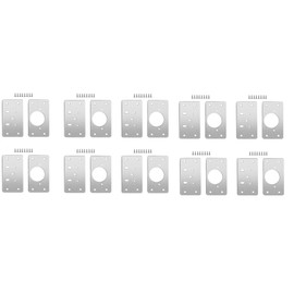 Dihl 10 Sets Cupboard Door Hinge Repair Plates with Screws, Stainless Steel Kitchen Cabinet Furniture Wardrobe Repair Plate Kit, 10 Pairs, 20 Plates, 44x90mm