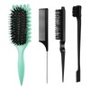 Hair Styling Set, 4-Piece Professional Brush and Comb Kit, Mint