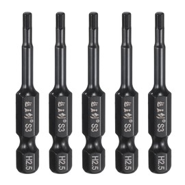 HARFINGTON 5pcs Hex Head Wrench Drill Bit 2.5mm(H2.5) Metric 1/4" Hex Shank 2"(50mm) Length S3 Steel Magnetic Impact Drivers Screwdriver Bit Industrial Grade Hexagon Electric Drill Bits