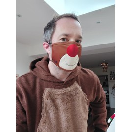 Rudolph face mask! Smiled red nosed reindeer adjustable mask with filter