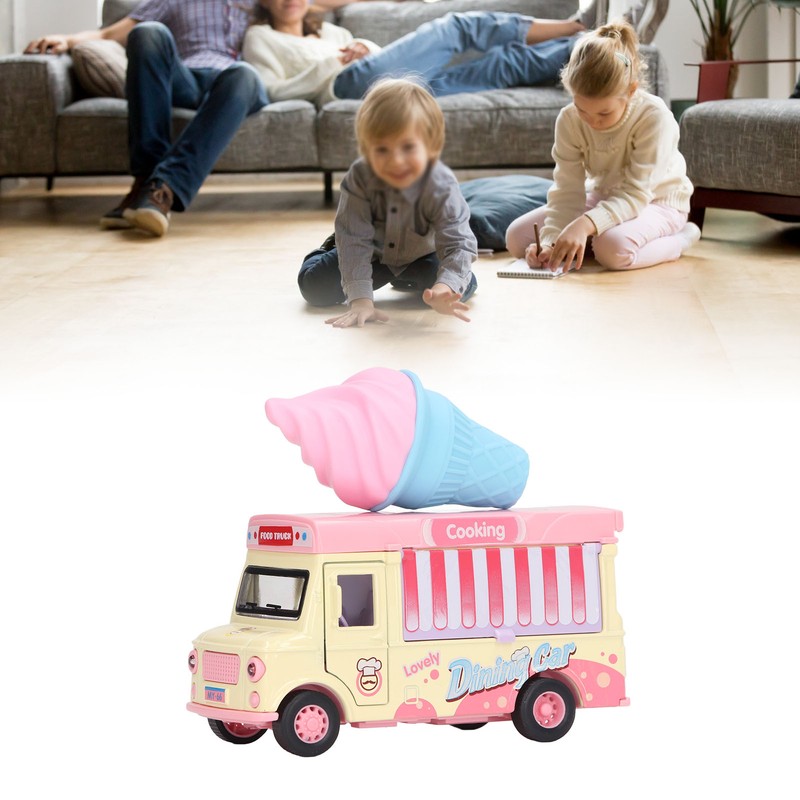 1:36 Magnetic Induction Alloy Die Cast Food Truck Kid Light