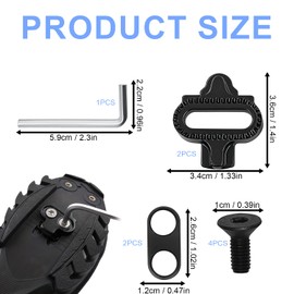 2 Pcs SPD Cleats for Cycling Shoes, Bike Cleat Set with Screws & Allen Key, Compatible with Standard 2-Bolt Clipless Pedal System, Durable Metal Cleats for Spin Bike & Indoor Cycling