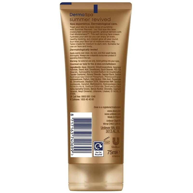 Dove Unilever DermaSpa Body Lotion Summer Revived Self-Tanning Medium to