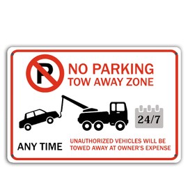 No Parking Tow Away Zone Sign Fire Lane Sig Street Garage No Parking Home Bar Cafe Store Warning Parking Door Wall Decor Sign 8x12 inch