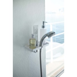 Yamazaki Industries Shower Holder Tray, White, Approx. W 8.7 x D 4.1 x H 3.3 inches (22 x 10.5 x 8.5 cm), Mist 7853