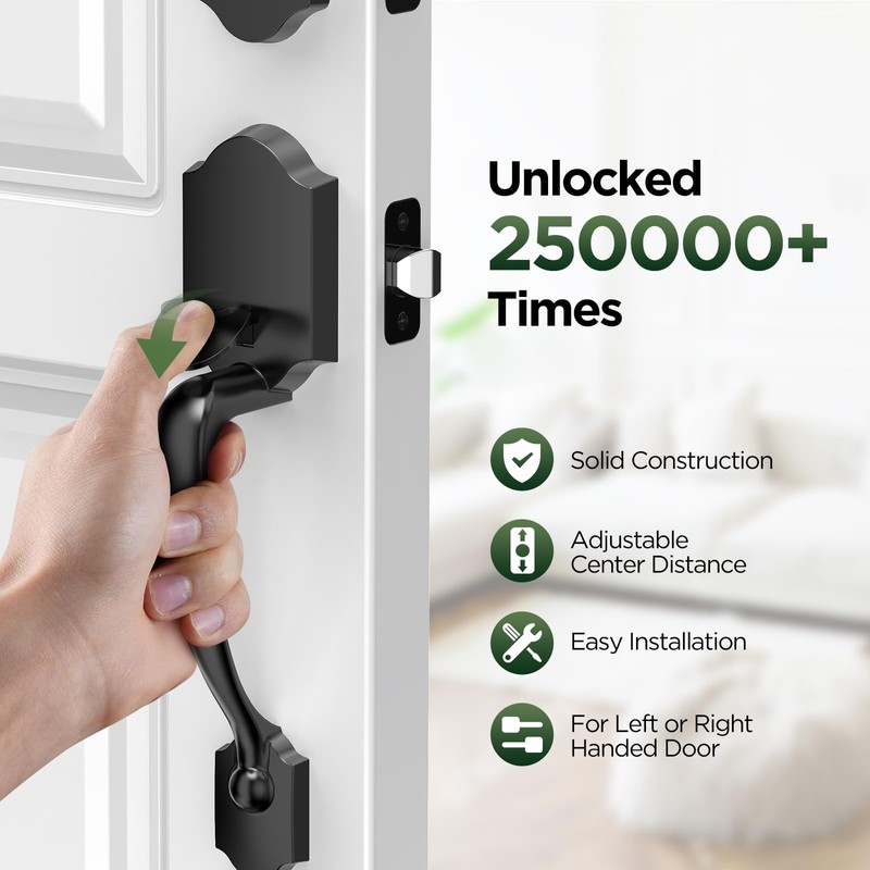 MAXECURITY Black Front Door Handle and Deadbolt Set, Classic Lock