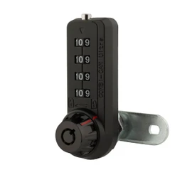 4 Dial Combination Cam Lock w/MK Override Key, 1-1/8" Black