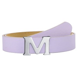 taffeta alley Womens Belts for Jeans Dress, Leather Belts for Women with Letter M Plate Pin Buckle Purple Belt