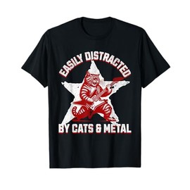 Cats and Metal Fan Music Metalhead Heavy Rock Star Cat Funny T-Shirt