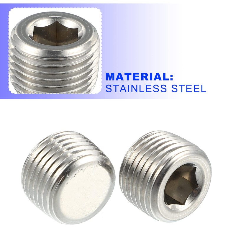 2 pieces 1/2 inch NPT stainless steel hexagon socket countersunk