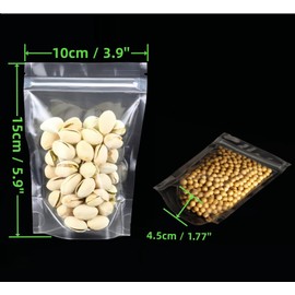 Rimiko 100 Pcs Clear Ziplock Bags, Resealable Self-standing Plastic bags, Reusable Zipper Stand-up pouches for Food Storage, Snack, Candy Coffee Beans Shop Packaging (3.9"x 5.9")