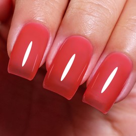 Jelly Gel Polish, Light Red Jelly Nail Gel Polish Translucent Spring Summer Sheer Soak off UV LED for Nail Art DIY Manicure 0.5 Fl Oz