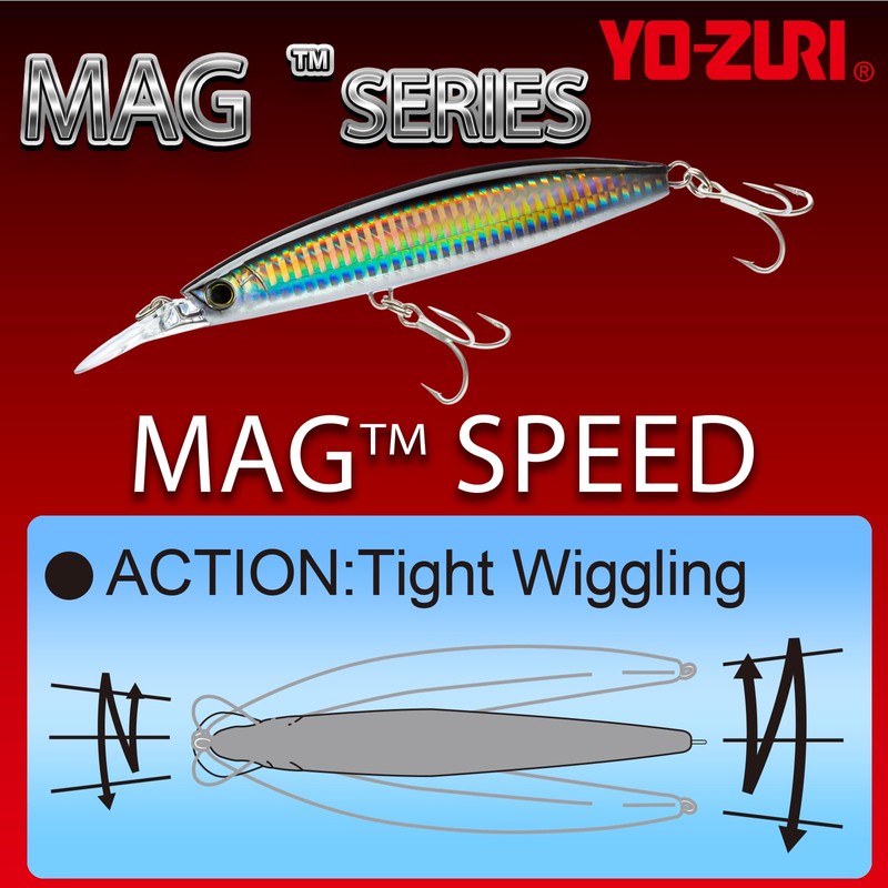 YO-ZURI Saltwater Lure Mag Speed Sinking 100mm, Color: Pearl Red
