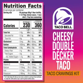 Taco Bell Cheesy Double Decker Taco Dinner Kit with 6 Soft Tortillas, 6 Crunchy Taco Shells, Velveeta Cheese Sauce & Seasoning, 14 oz Box