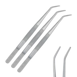 Stainless Steel Tweezers, with Curved Serrated Tip Multipurpose Tweezers Sewing Machine Tweezers Forceps for Craft Repairing (3)