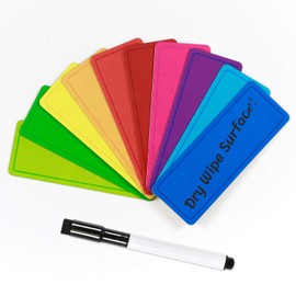 The Magnet Shop - Magnetic Dry Wipe Labels Solid Multi-Colour. Flexible Dry Erase Small Whiteboard for your Fridge, Home, School, Office, Warehouse. Great for Agile, Scrum, Kanban or Lean (30mmx80mm)