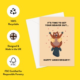 LEMON LOCO Funny Wedding Anniversary Cards For Husband And Wife (It's Time To Get Your Beaver Out... Happy Anniversary Card)