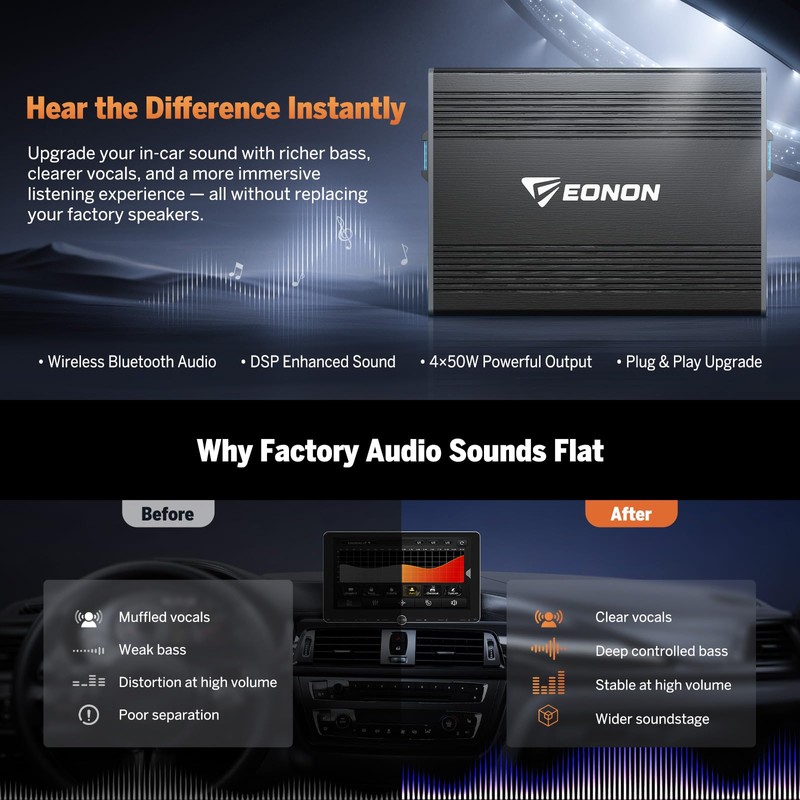 Eonon DSP Digital Amplificatore box 4CH × 40W uscita EQ
