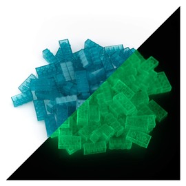 lumentics Luminous Bricks - Tiles that Glow in the Dark. Multi-colour, compatible, accurate and tested. Lights up for approx. an hour. (Quantity: 100 pcs 2 x 4, blue)