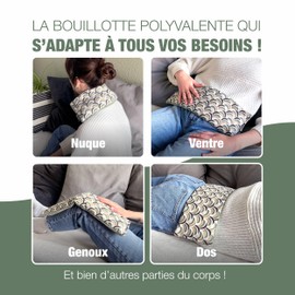 Chill&Rest - Wärmflasche für Mikrowelle, hergestellt in Frankreich, Wärmekissen, Halswirbelsäule, schmerzhaft, Bettwärmer, lindert Angstzustände, Geschenkidee – handgefertigt – Grün – La Retro