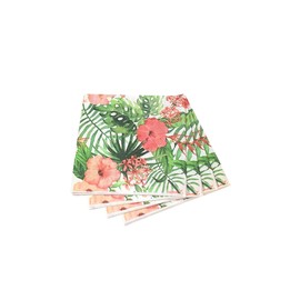 40pcs Tropical Luau Paper Napkins Disposable Summer Luncheon Napkins Hawaiian Palm Leaves Flowers Dessert Dinner Hand Napkin for Summer Pool Beach Party Wedding Supplies(6.5 In)