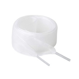 sourcing map 2 Pairs 2.5 cm Wide Transparent Snow Yarn Trainers Shoelaces, White