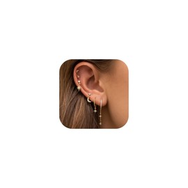 TTPSRY Earrings Set Simplicity Cubic Zirconia 14k Earrings Fashion Pendant Earrings Hypoallergenic Gold-Plated Drop Earrings Jewellery Gifts for Women Girls, Copper