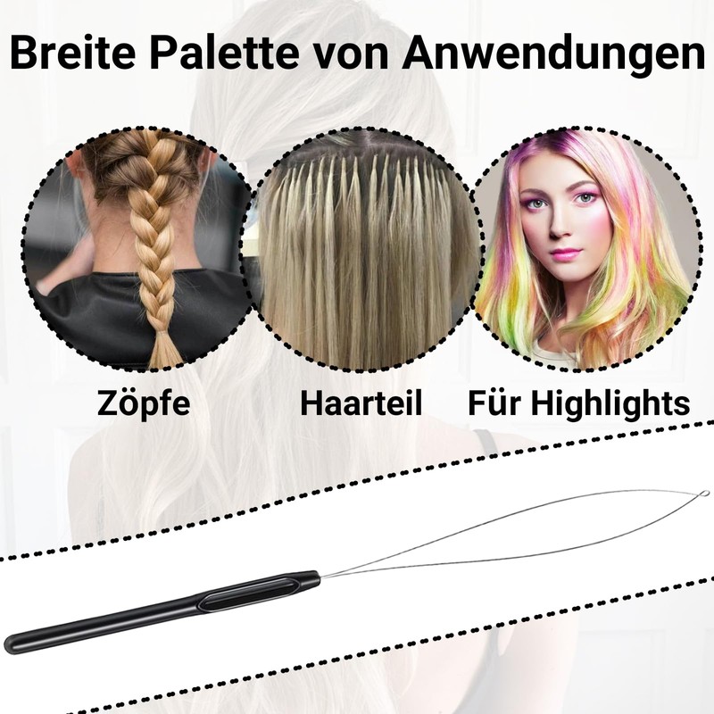 Debbery 6Pcs Hair Extension Loop Threader, Nano Beads Fine Metal