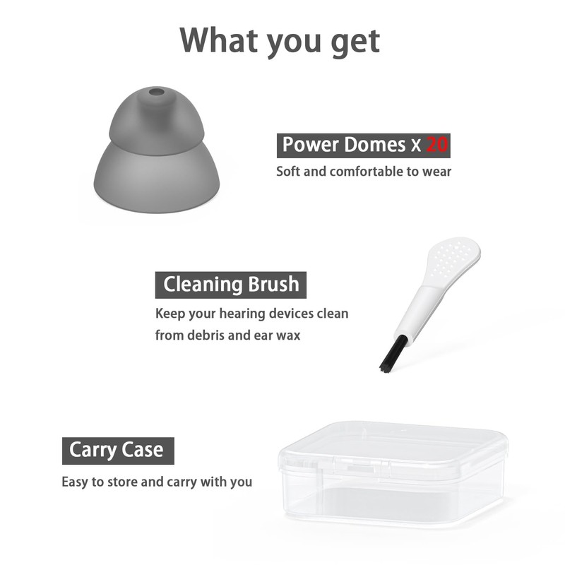 Resound Compatible Hearing Aid Domes Smoky Power Dome Ear Tips
